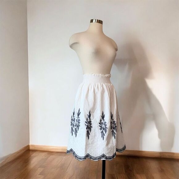 Vintage Y2K White Lace Peasant Midi Skirt Tiered S Small - Picture 2 of 6